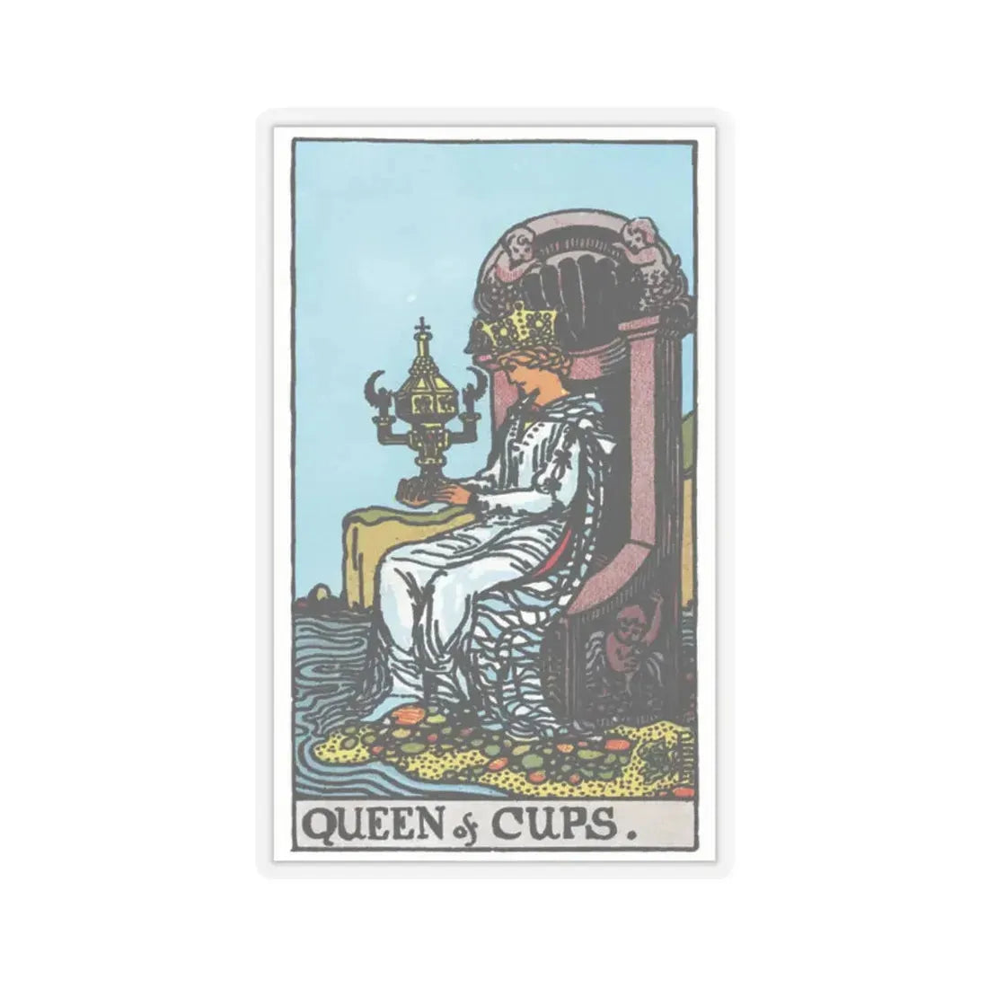 The Queen of Cups (Tarot Card) STICKER Vinyl Kiss-Cut Decal 2 Inch Transparent - The Sticker Space