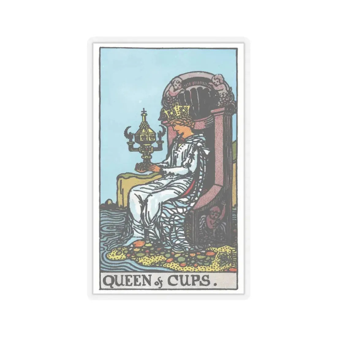 The Queen of Cups (Tarot Card) STICKER Vinyl Kiss-Cut Decal 3 Inch Transparent - The Sticker Space