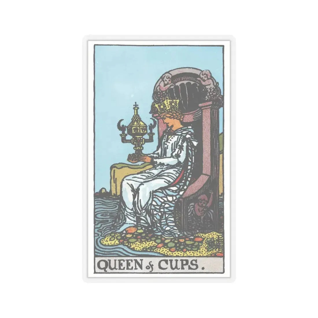 The Queen of Cups (Tarot Card) STICKER Vinyl Kiss-Cut Decal 6 Inch Transparent - The Sticker Space