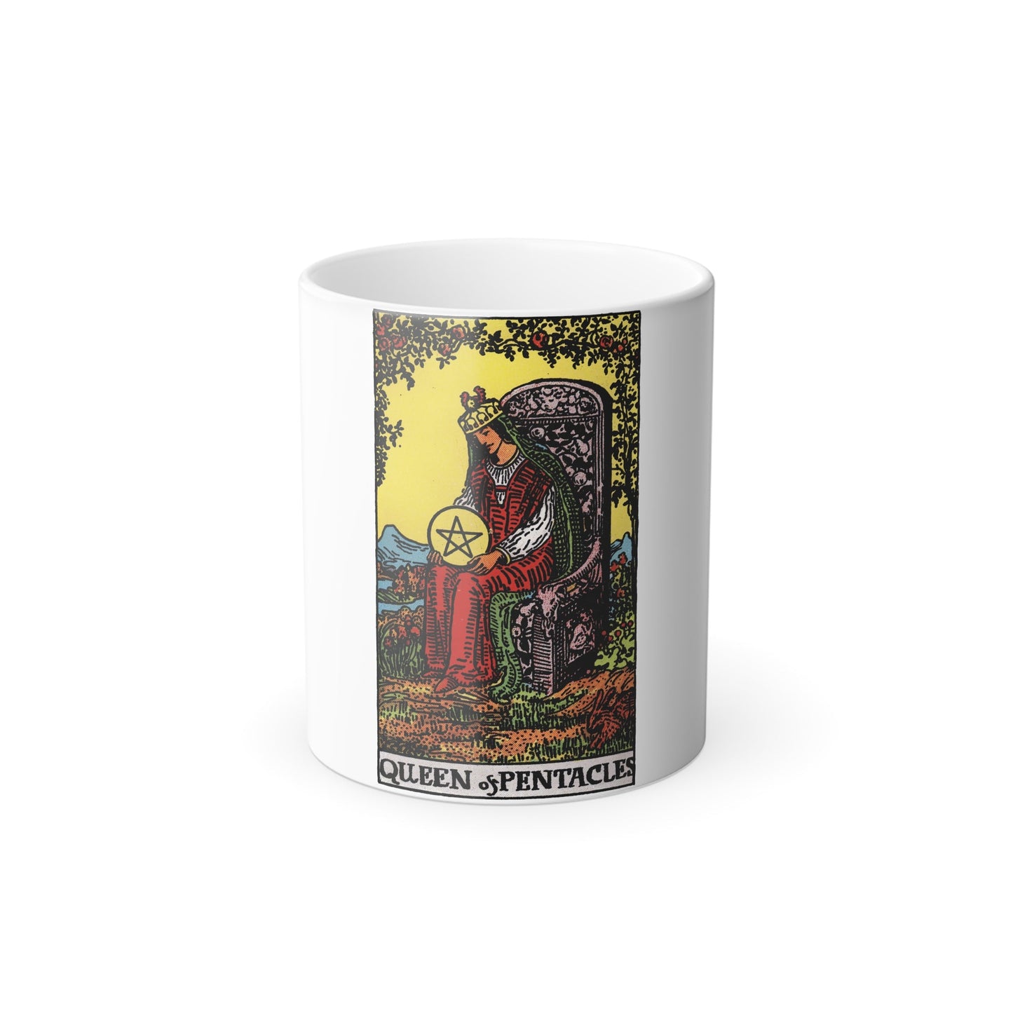 The Queen of Pentacles (Tarot Card) Color Changing Mug 11oz-11oz-The Sticker Space