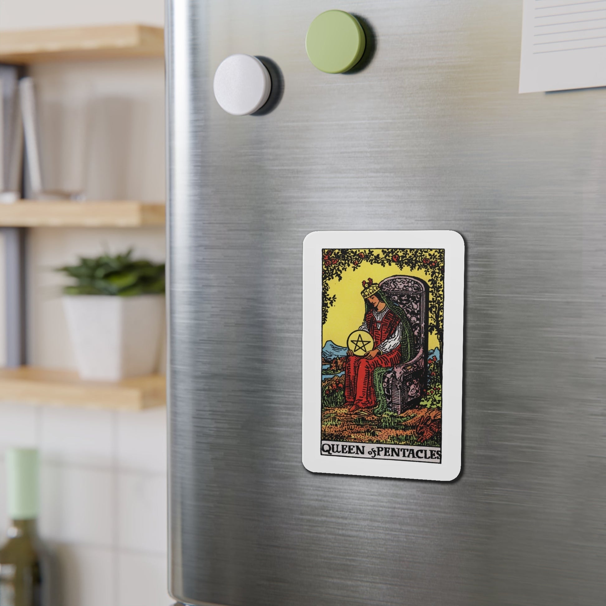 The Queen of Pentacles (Tarot Card) Die-Cut Magnet-The Sticker Space