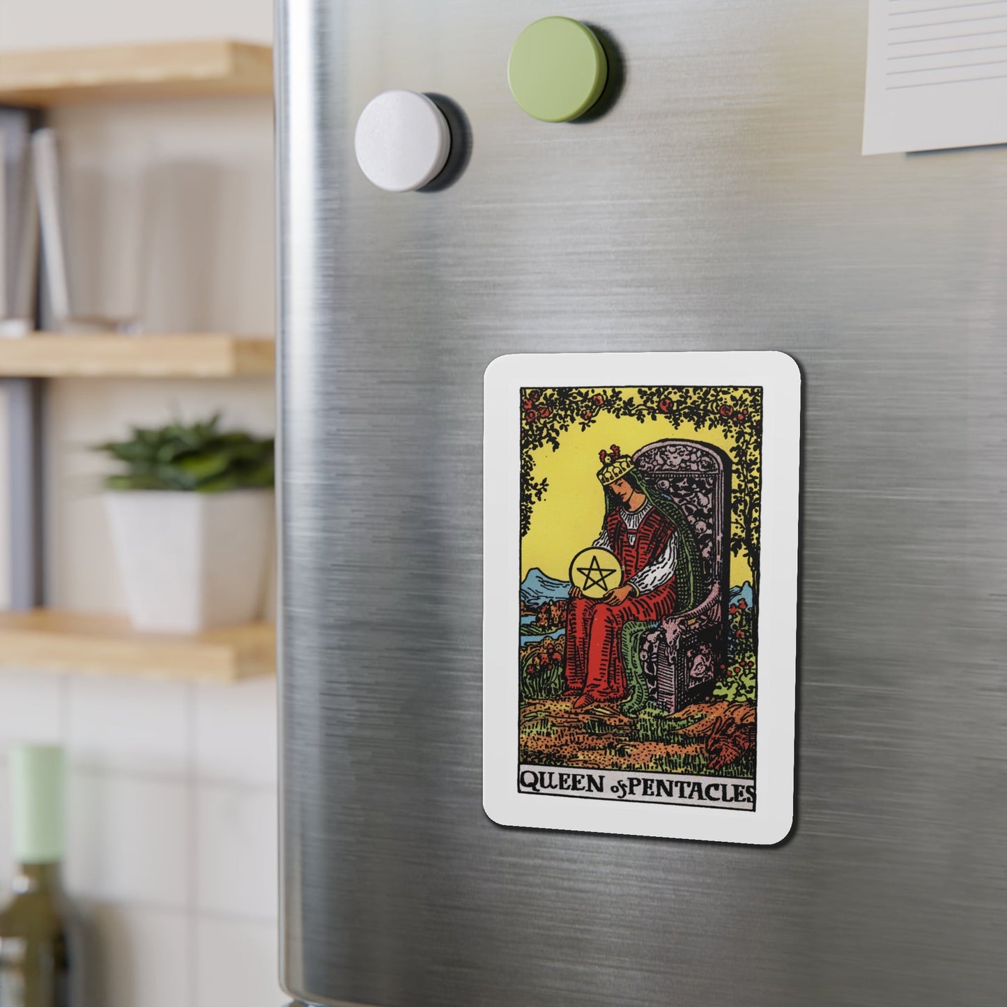 The Queen of Pentacles (Tarot Card) Die-Cut Magnet-The Sticker Space