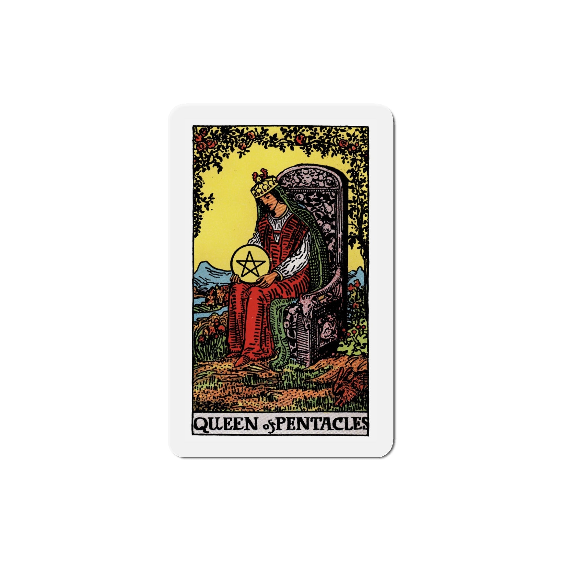 The Queen of Pentacles (Tarot Card) Die-Cut Magnet-5 Inch-The Sticker Space