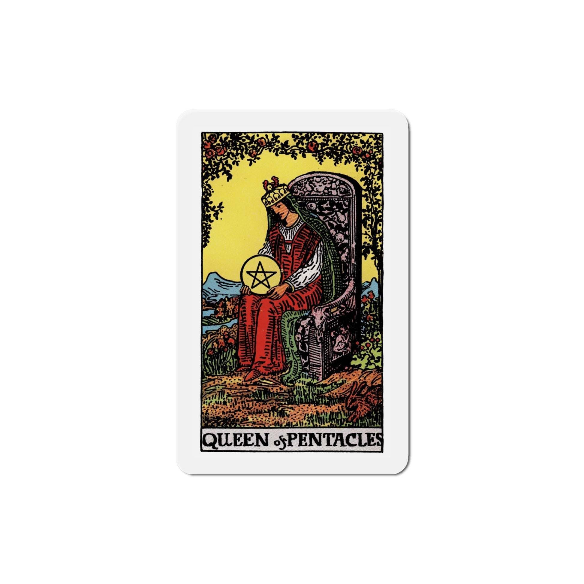 The Queen of Pentacles (Tarot Card) Die-Cut Magnet-6 Inch-The Sticker Space
