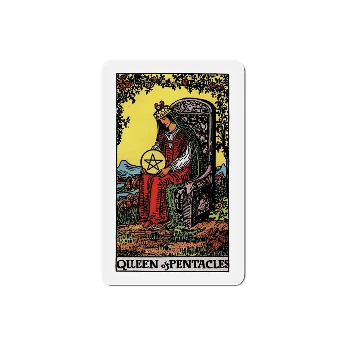 The Queen of Pentacles (Tarot Card) Refrigerator Magnet 3 Inch - The Sticker Space