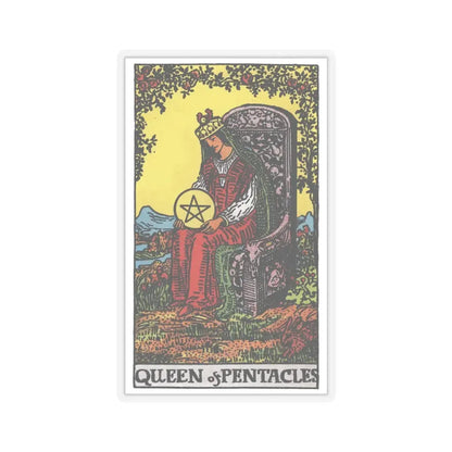 The Queen of Pentacles (Tarot Card) STICKER Vinyl Kiss-Cut Decal 4 Inch Transparent - The Sticker Space