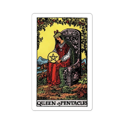 The Queen of Pentacles (Tarot Card) STICKER Vinyl Kiss-Cut Decal 4 Inch White - The Sticker Space