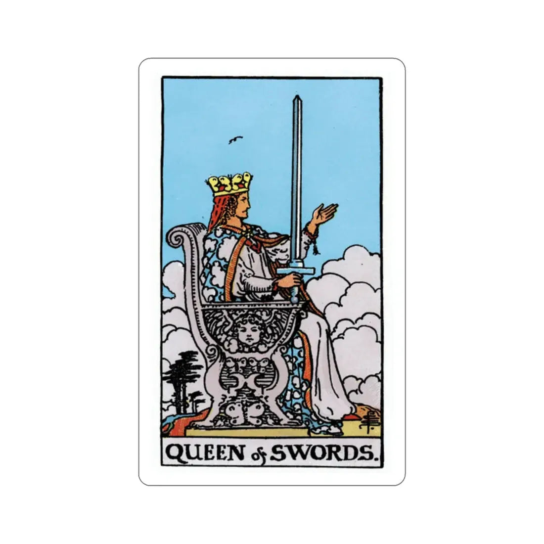 The Queen of Swords (Rider Waite Tarot Deck) STICKER Vinyl Die-Cut Decal 2 Inch - The Sticker Space