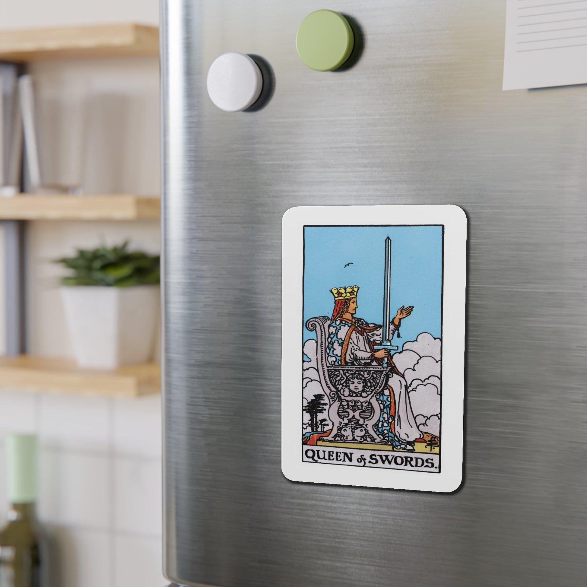 The Queen of Swords (Tarot Card) Die-Cut Magnet-The Sticker Space