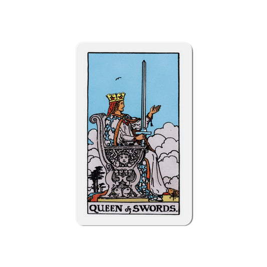 The Queen of Swords (Tarot Card) Die-Cut Magnet-2 Inch-The Sticker Space
