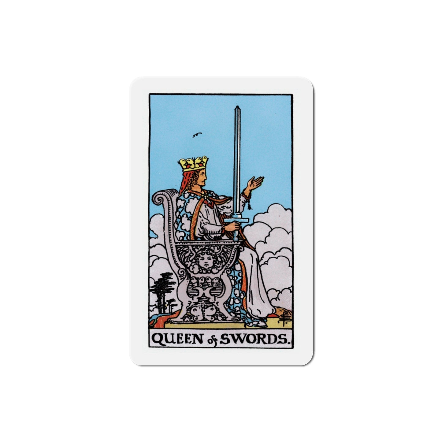 The Queen of Swords (Tarot Card) Die-Cut Magnet-3 Inch-The Sticker Space