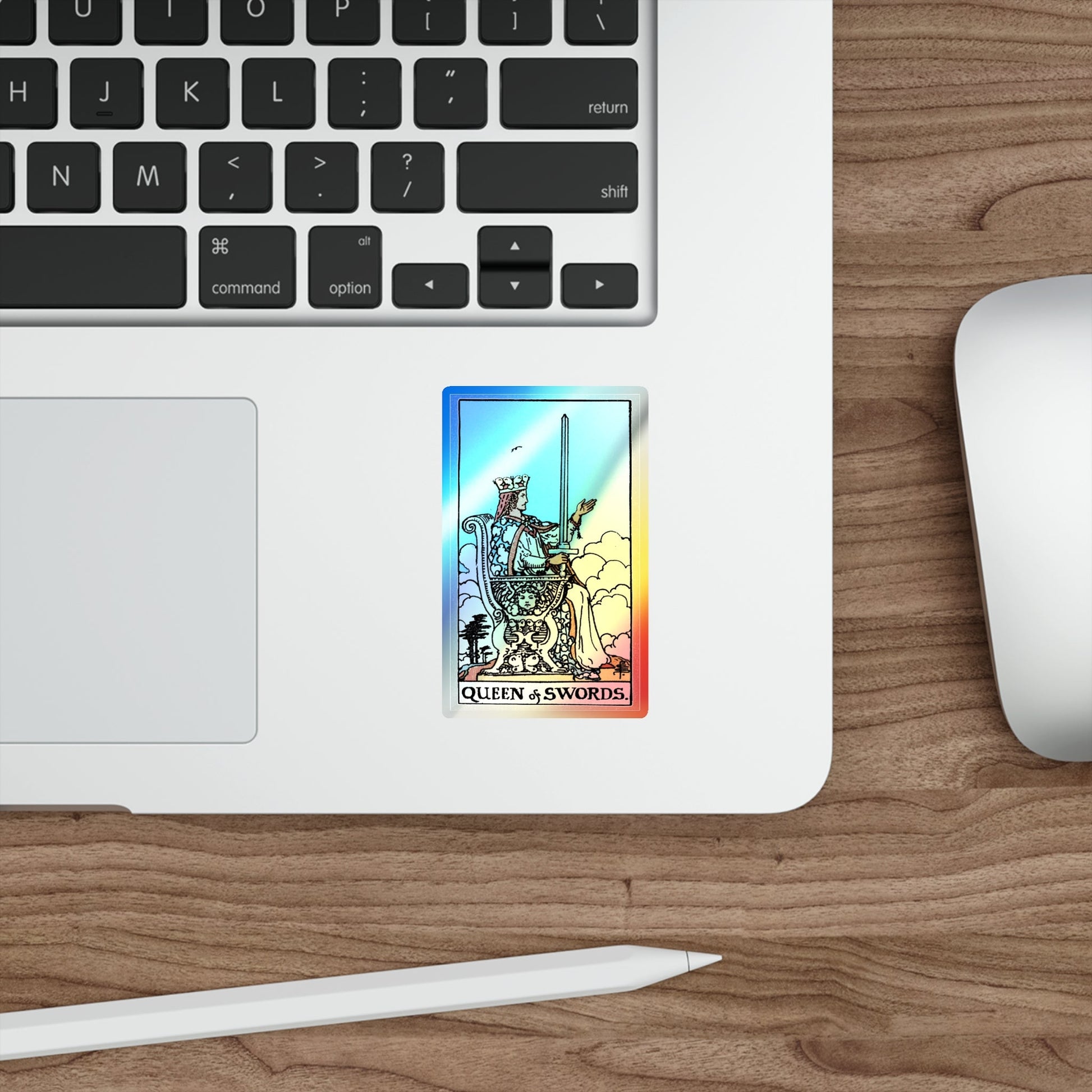 The Queen of Swords (Tarot Card) Holographic STICKER Die-Cut Vinyl Decal-The Sticker Space