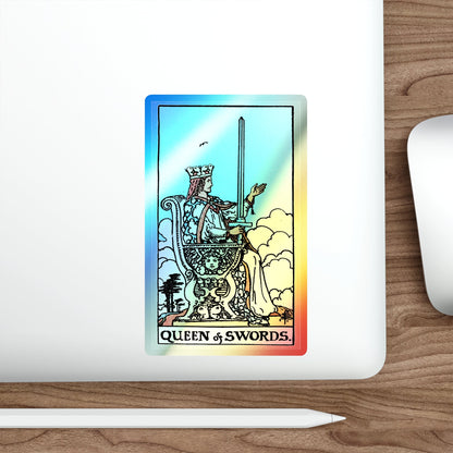 The Queen of Swords (Tarot Card) Holographic STICKER Die-Cut Vinyl Decal-The Sticker Space