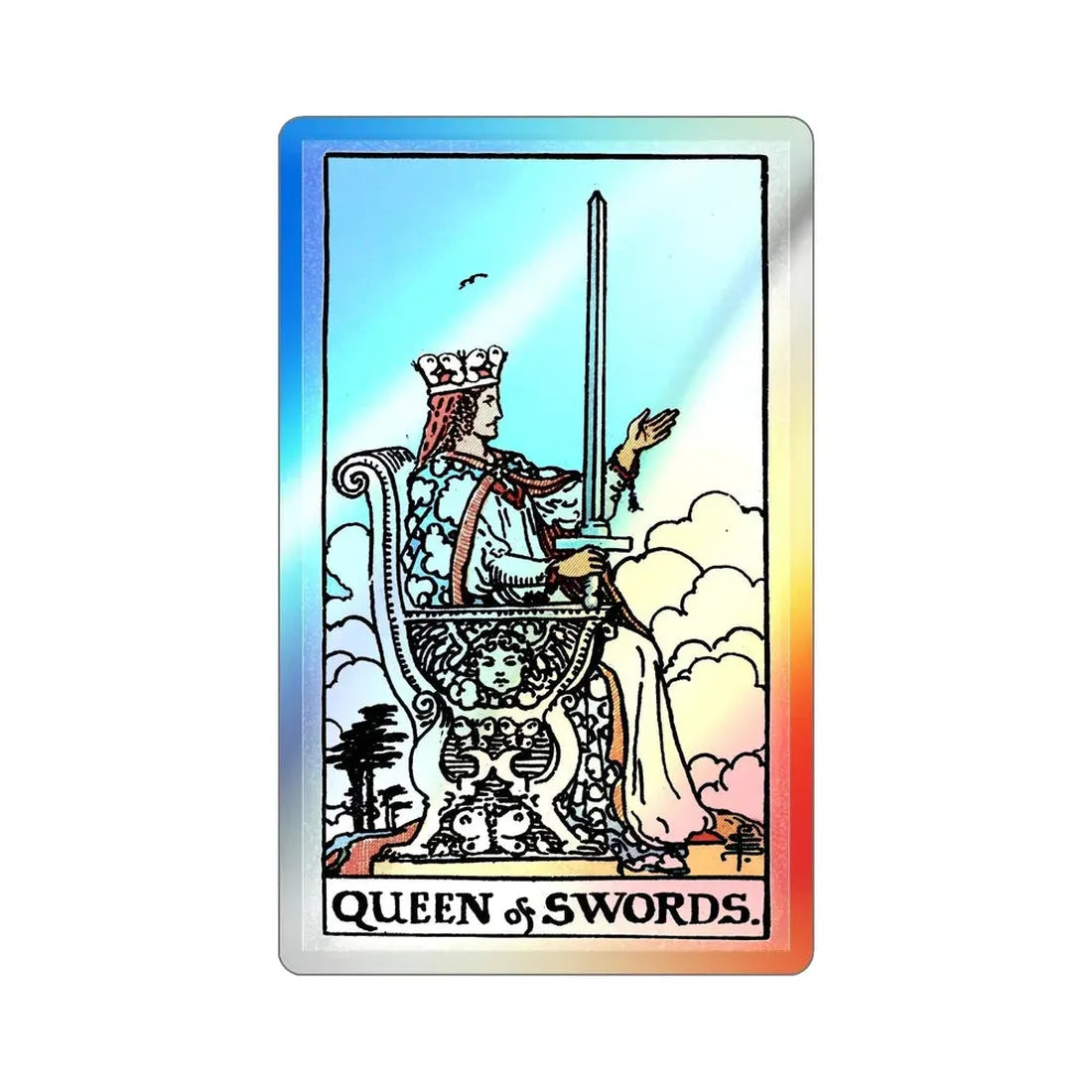 The Queen of Swords (Tarot Card) Holographic STICKER Die-Cut Vinyl Decal 4 Inch Holographic - The Sticker Space