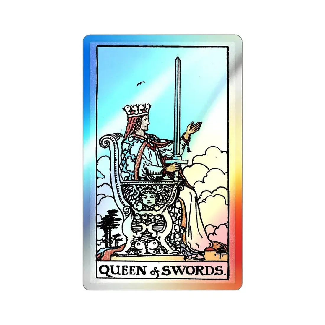 The Queen of Swords (Tarot Card) Holographic STICKER Die-Cut Vinyl Decal 5 Inch Holographic - The Sticker Space