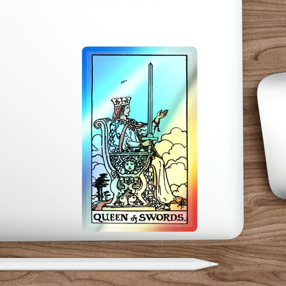 The Queen of Swords (Tarot Card) Holographic STICKER Die-Cut Vinyl Decal-The Sticker Space