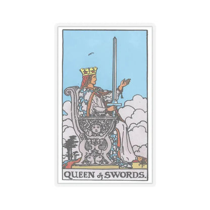 The Queen of Swords (Tarot Card) STICKER Vinyl Kiss-Cut Decal 4 Inch Transparent - The Sticker Space
