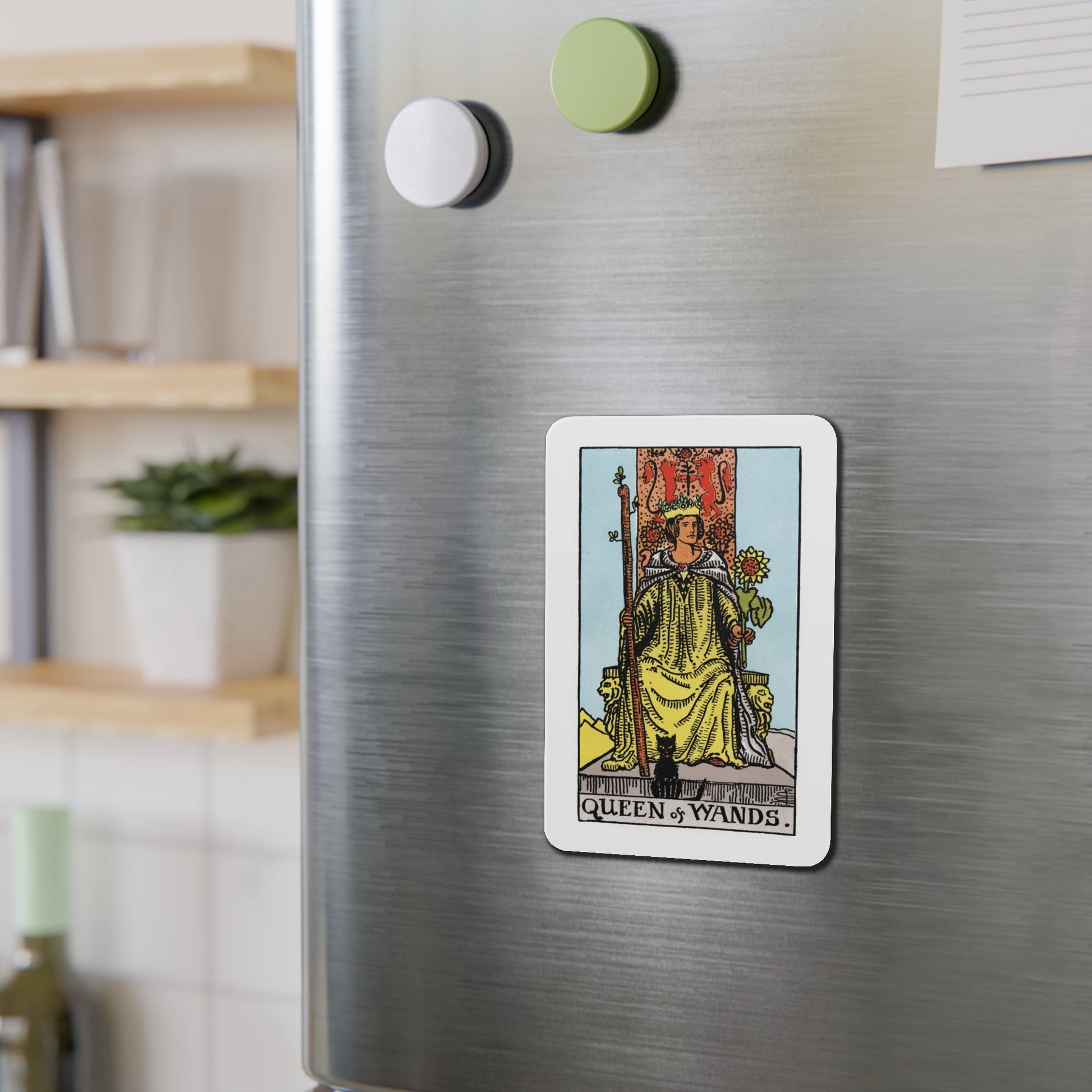 The Queen of Wands (Tarot Card) Die-Cut Magnet-The Sticker Space