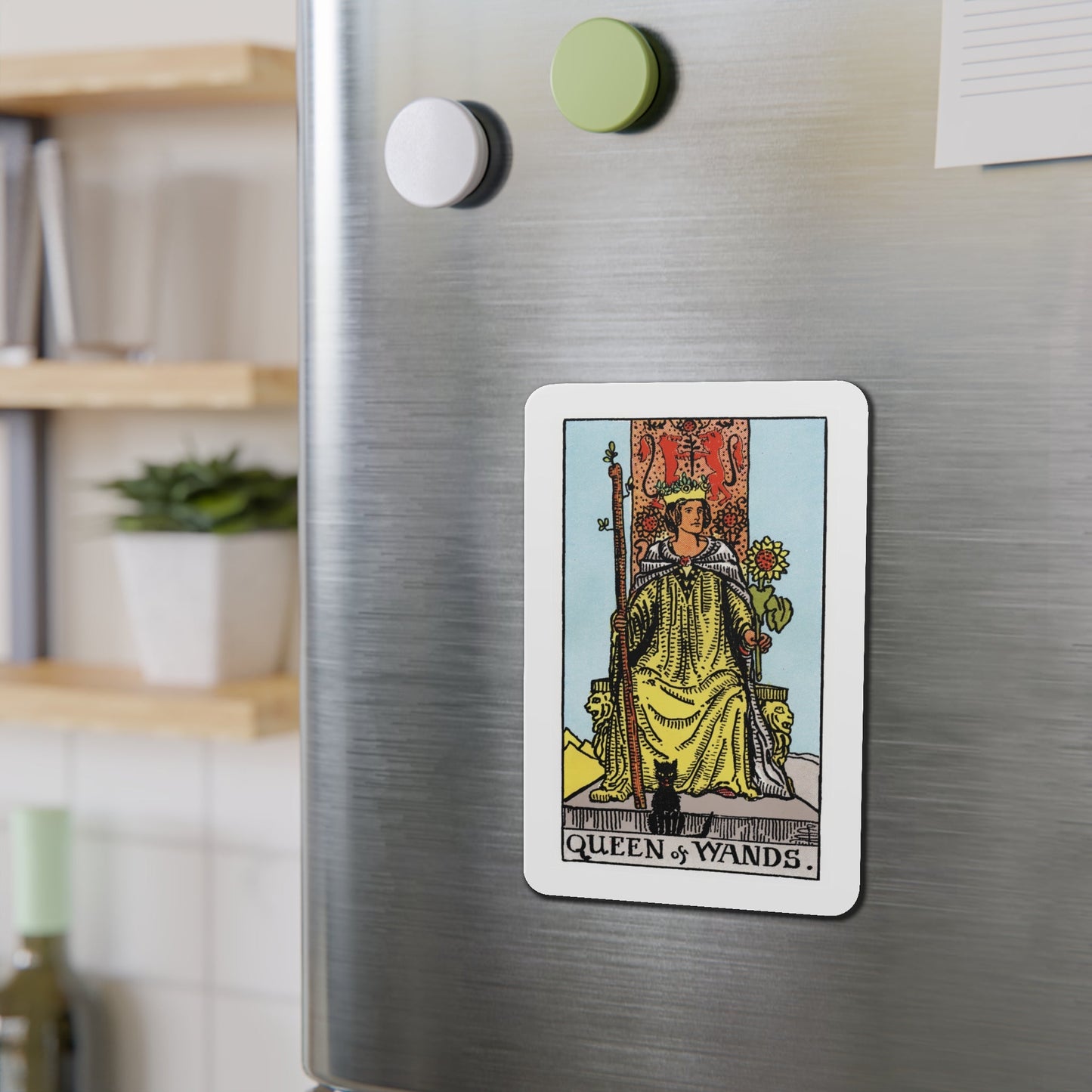 The Queen of Wands (Tarot Card) Die-Cut Magnet-The Sticker Space