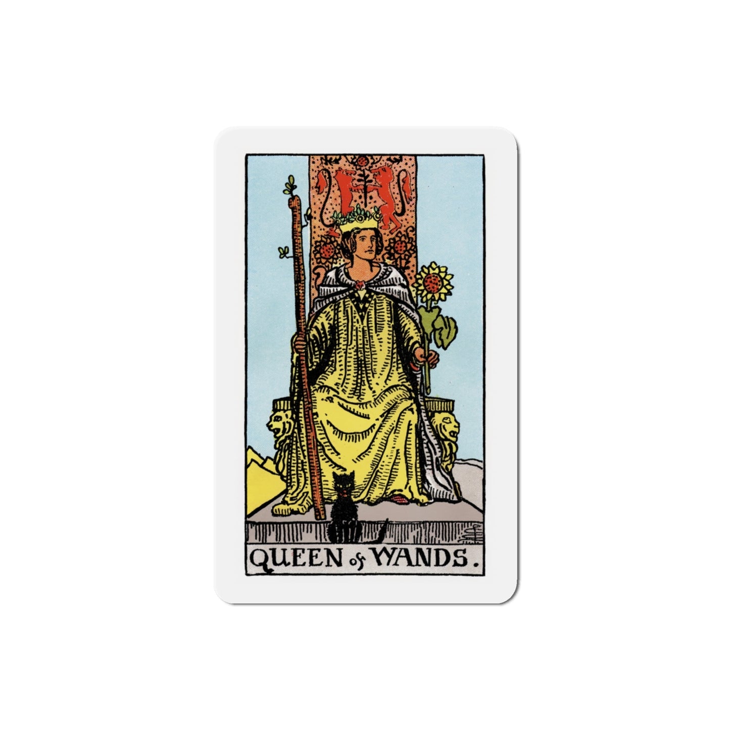 The Queen of Wands (Tarot Card) Die-Cut Magnet-3 Inch-The Sticker Space
