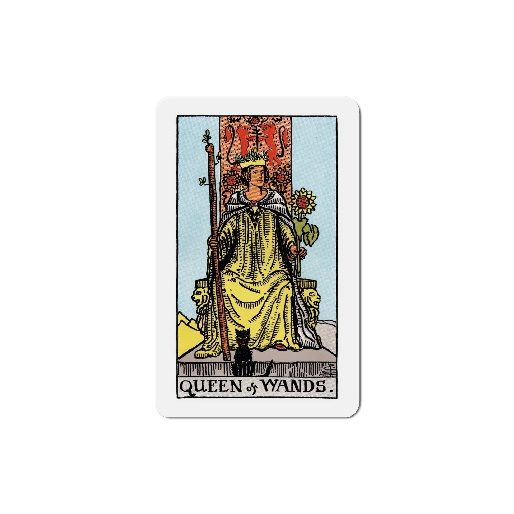 The Queen of Wands (Tarot Card) Die-Cut Magnet-6 Inch-The Sticker Space