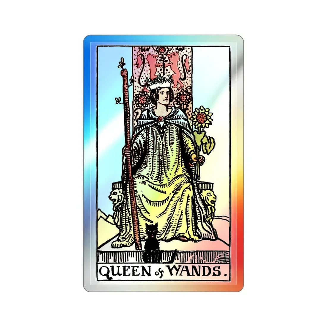 The Queen of Wands (Tarot Card) Holographic STICKER Die-Cut Vinyl Decal 2 Inch Holographic - The Sticker Space