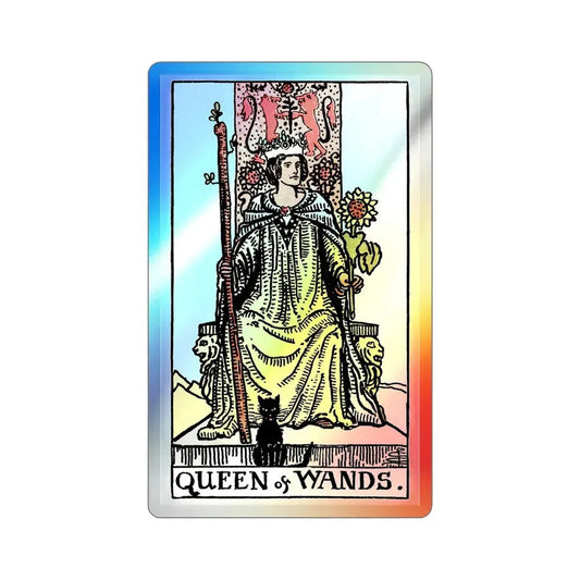 The Queen of Wands (Tarot Card) Holographic STICKER Die-Cut Vinyl Decal 3 Inch Holographic - The Sticker Space