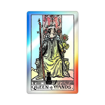 The Queen of Wands (Tarot Card) Holographic STICKER Die-Cut Vinyl Decal 3 Inch Holographic - The Sticker Space