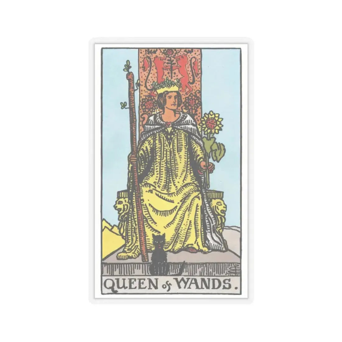 The Queen of Wands (Tarot Card) STICKER Vinyl Kiss-Cut Decal 2 Inch Transparent - The Sticker Space