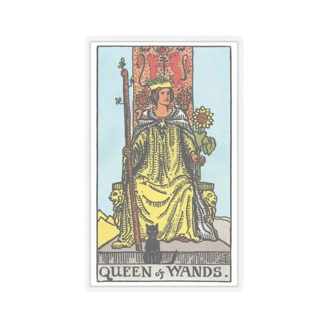 The Queen of Wands (Tarot Card) STICKER Vinyl Kiss-Cut Decal 3 Inch Transparent - The Sticker Space