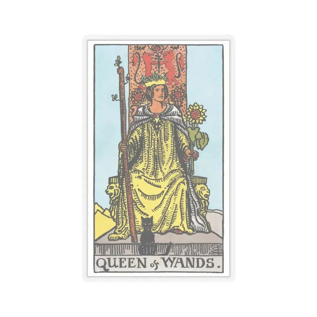 The Queen of Wands (Tarot Card) STICKER Vinyl Kiss-Cut Decal 4 Inch Transparent - The Sticker Space