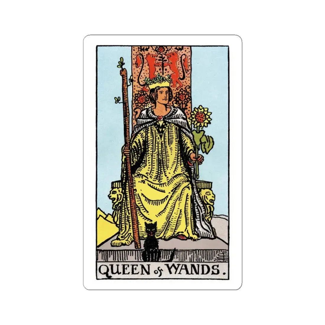 The Queen of Wands (Tarot Card) STICKER Vinyl Kiss-Cut Decal 4 Inch White - The Sticker Space