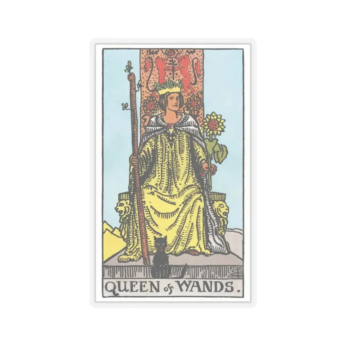 The Queen of Wands (Tarot Card) STICKER Vinyl Kiss-Cut Decal 6 Inch Transparent - The Sticker Space