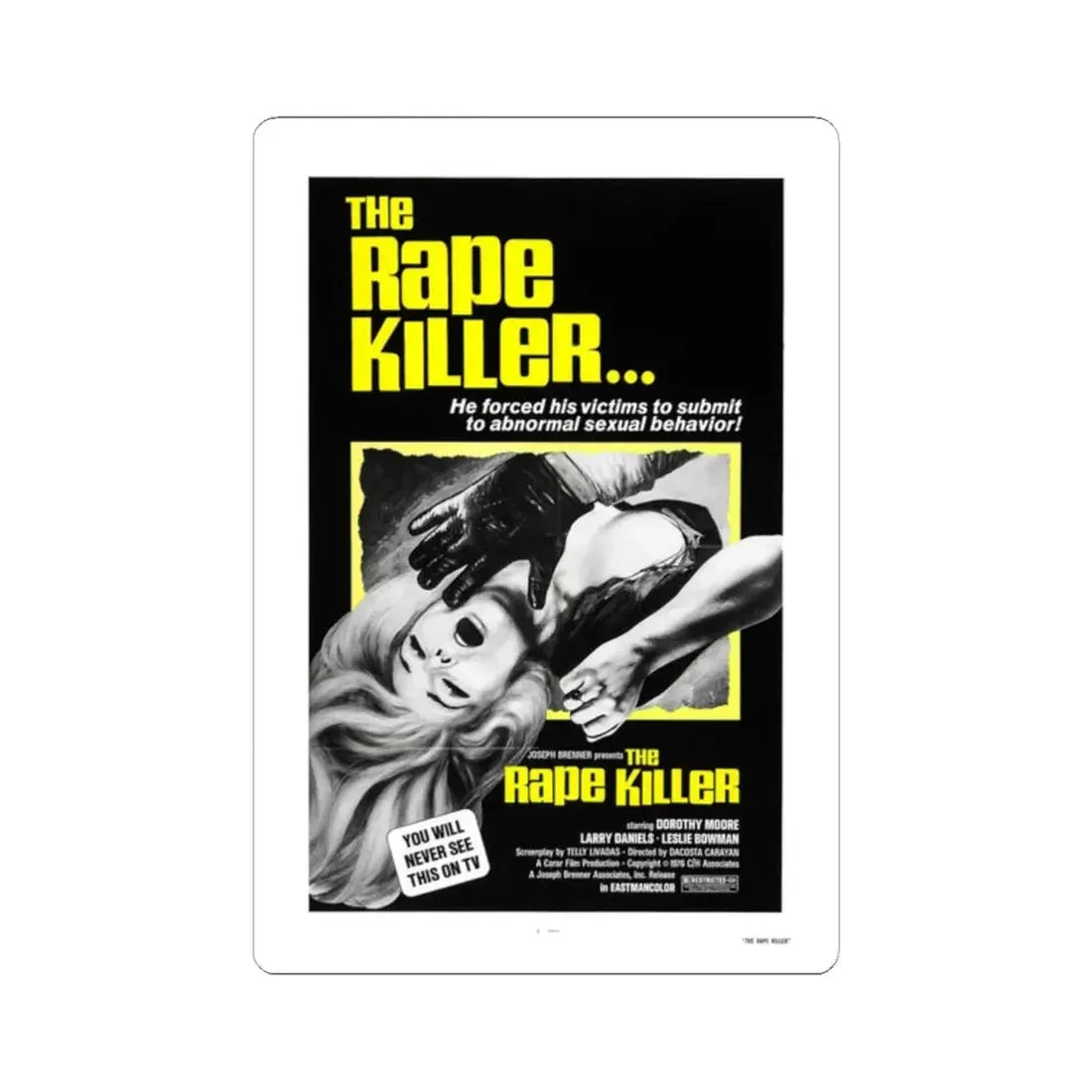 THE RAPE KILLER 1976 Movie Poster - STICKER Vinyl Kiss-Cut Decal 2 Inch White - The Sticker Space