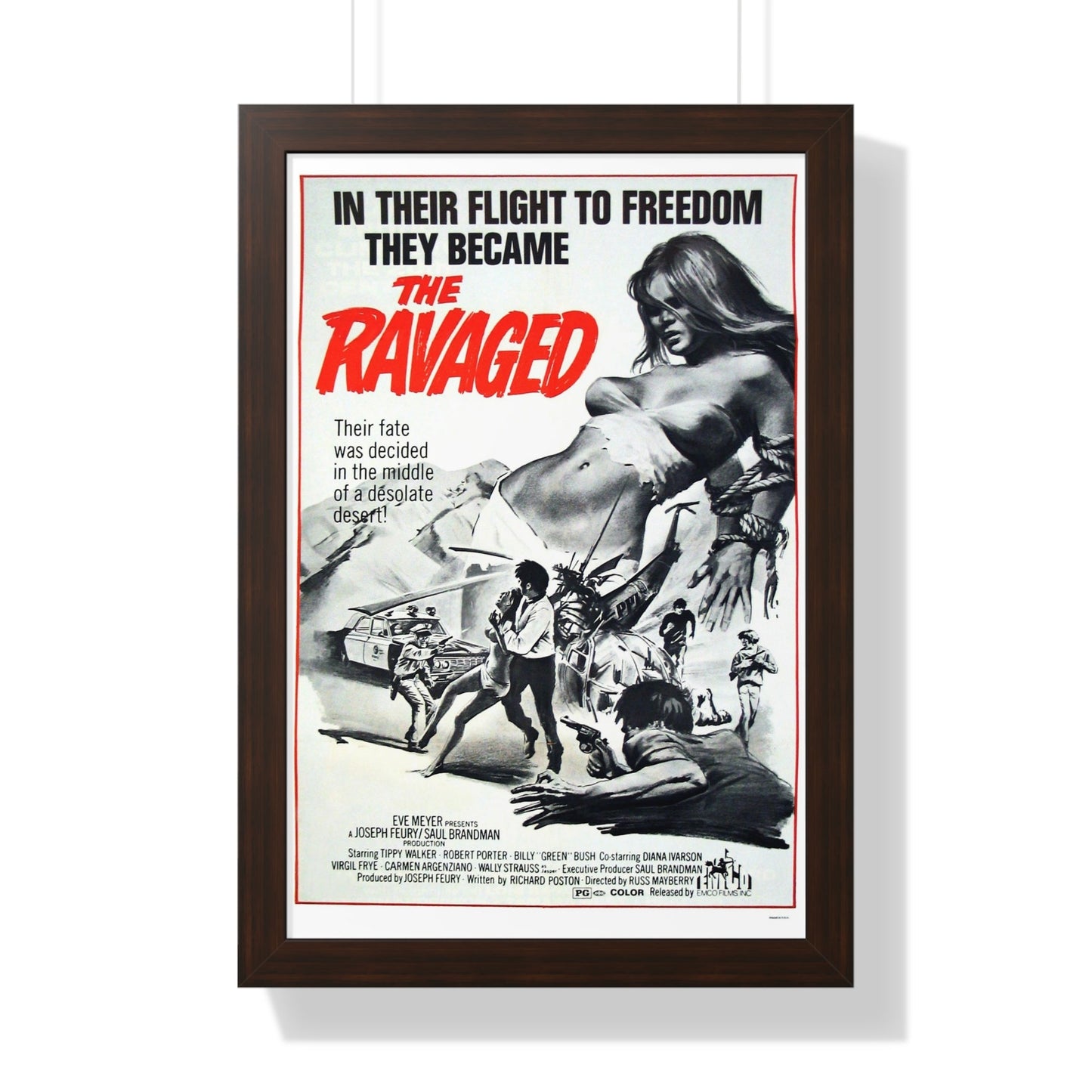 THE RAVAGED 1971 - Framed Movie Poster-16″ x 24″-The Sticker Space