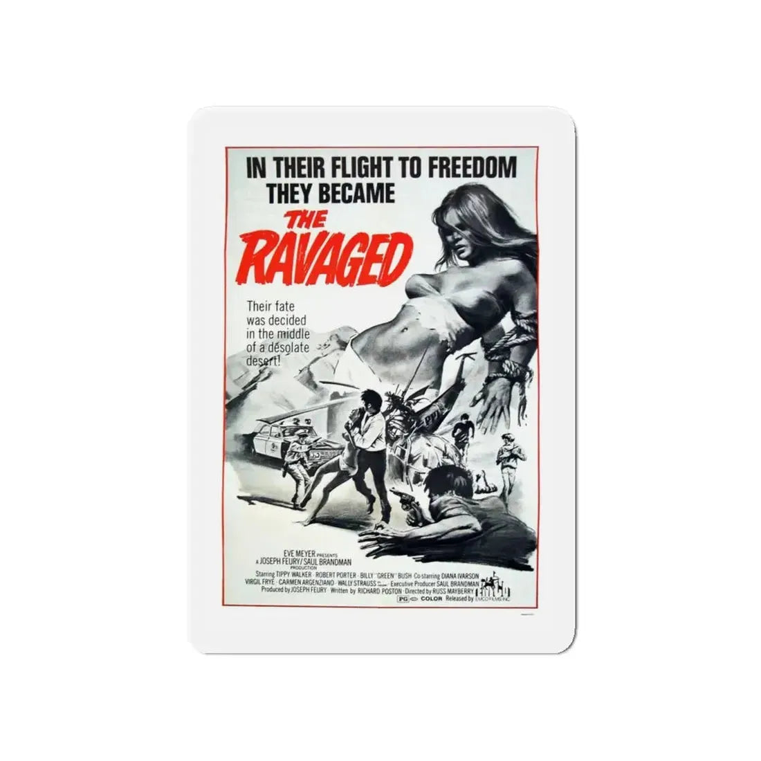 THE RAVAGED 1971 Movie Poster - Refrigerator Magnet 4 Inch - The Sticker Space