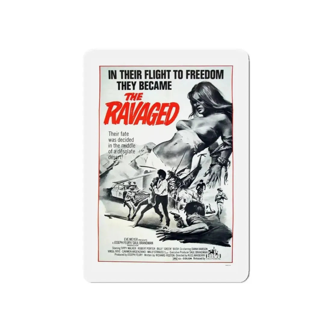 THE RAVAGED 1971 Movie Poster - Refrigerator Magnet 5 Inch - The Sticker Space