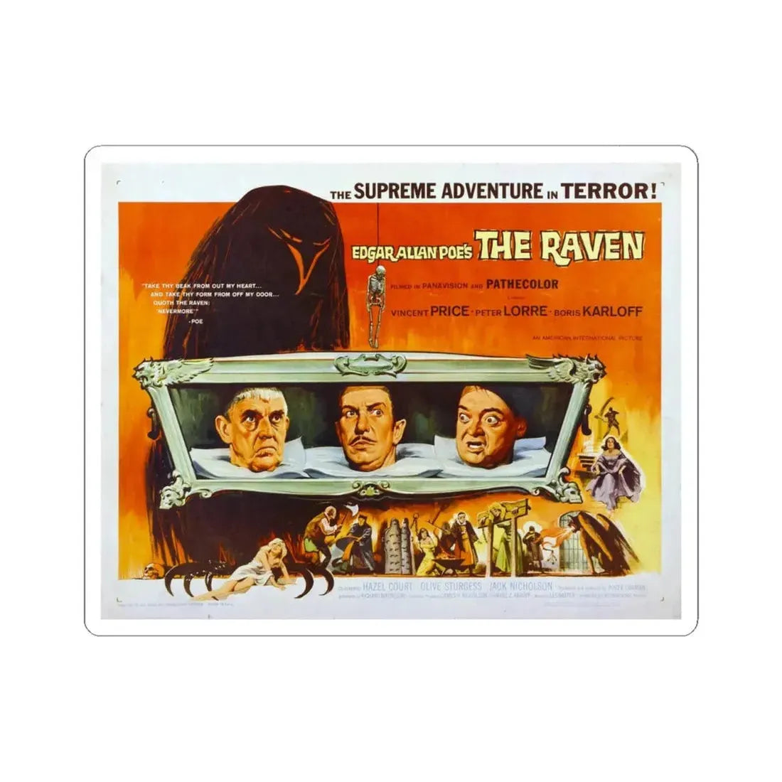 THE RAVEN 1963 Movie Poster - STICKER Vinyl Kiss-Cut Decal 4 Inch White - The Sticker Space