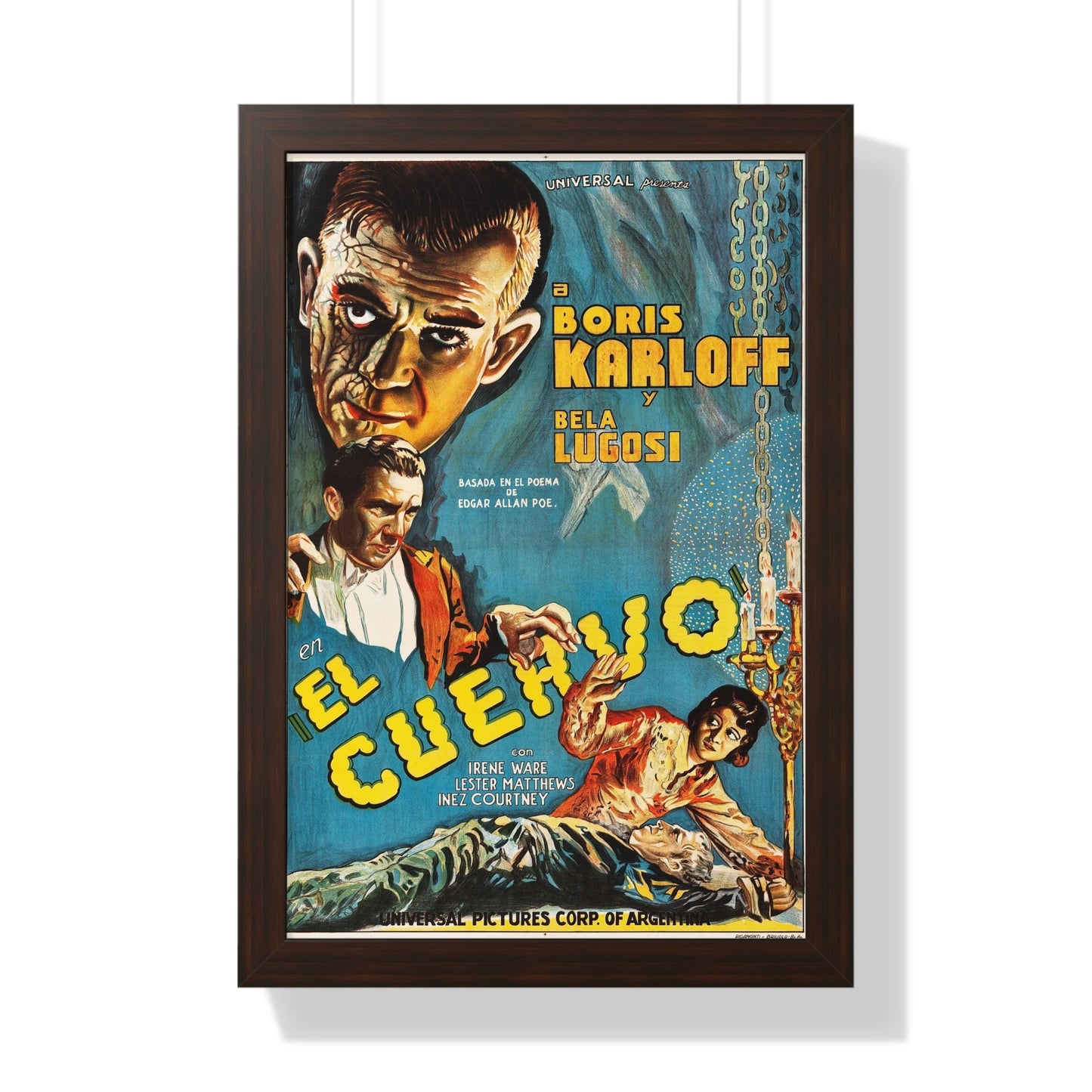 THE RAVEN (ARGENTINA) 1935 - Framed Movie Poster-16″ x 24″-The Sticker Space