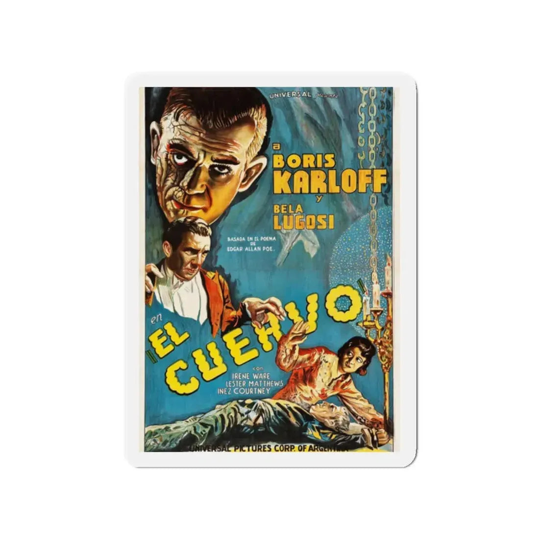 THE RAVEN (ARGENTINA) 1935 Movie Poster - Refrigerator Magnet 2 Inch Die-Cut - The Sticker Space