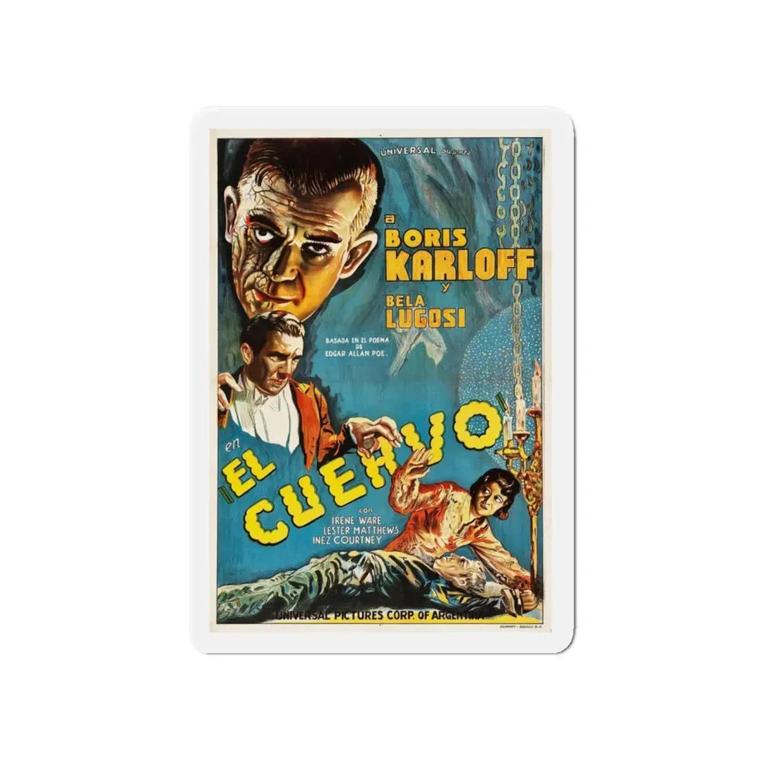 THE RAVEN (ARGENTINA) 1935 Movie Poster - Refrigerator Magnet 4 Inch Die-Cut - The Sticker Space