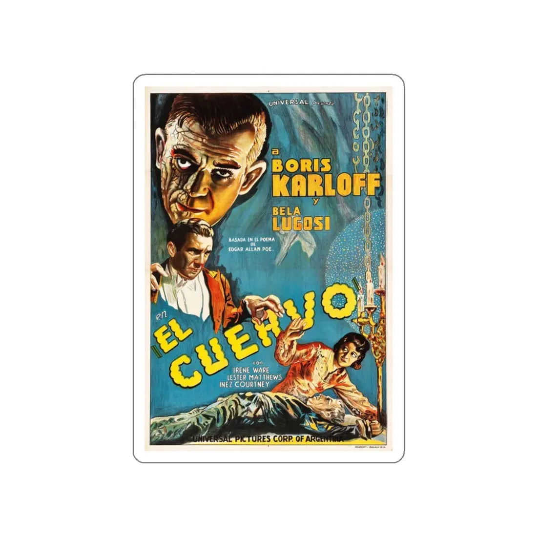 THE RAVEN (ARGENTINA) 1935 Movie Poster STICKER Vinyl Die-Cut Decal 3 Inch - The Sticker Space