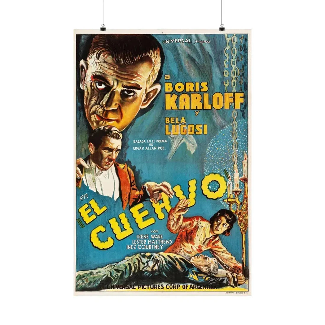 THE RAVEN (ARGENTINA) 1935 - Paper Movie Poster 24″ x 36″ Matte - The Sticker Space