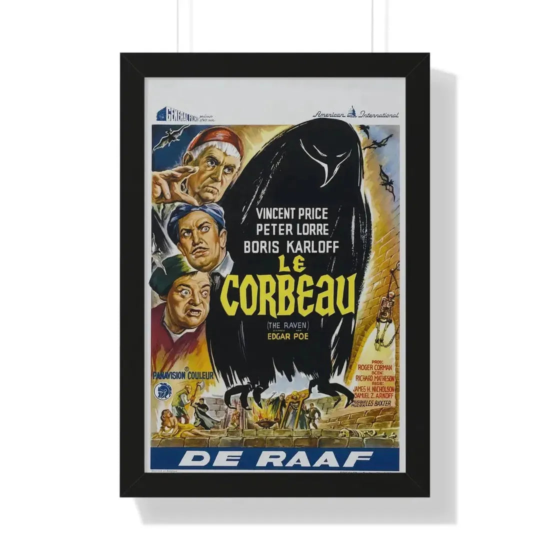 THE RAVEN (BELGIAN) 1963 - Framed Movie Poster 16″ x 24″ Black - The Sticker Space