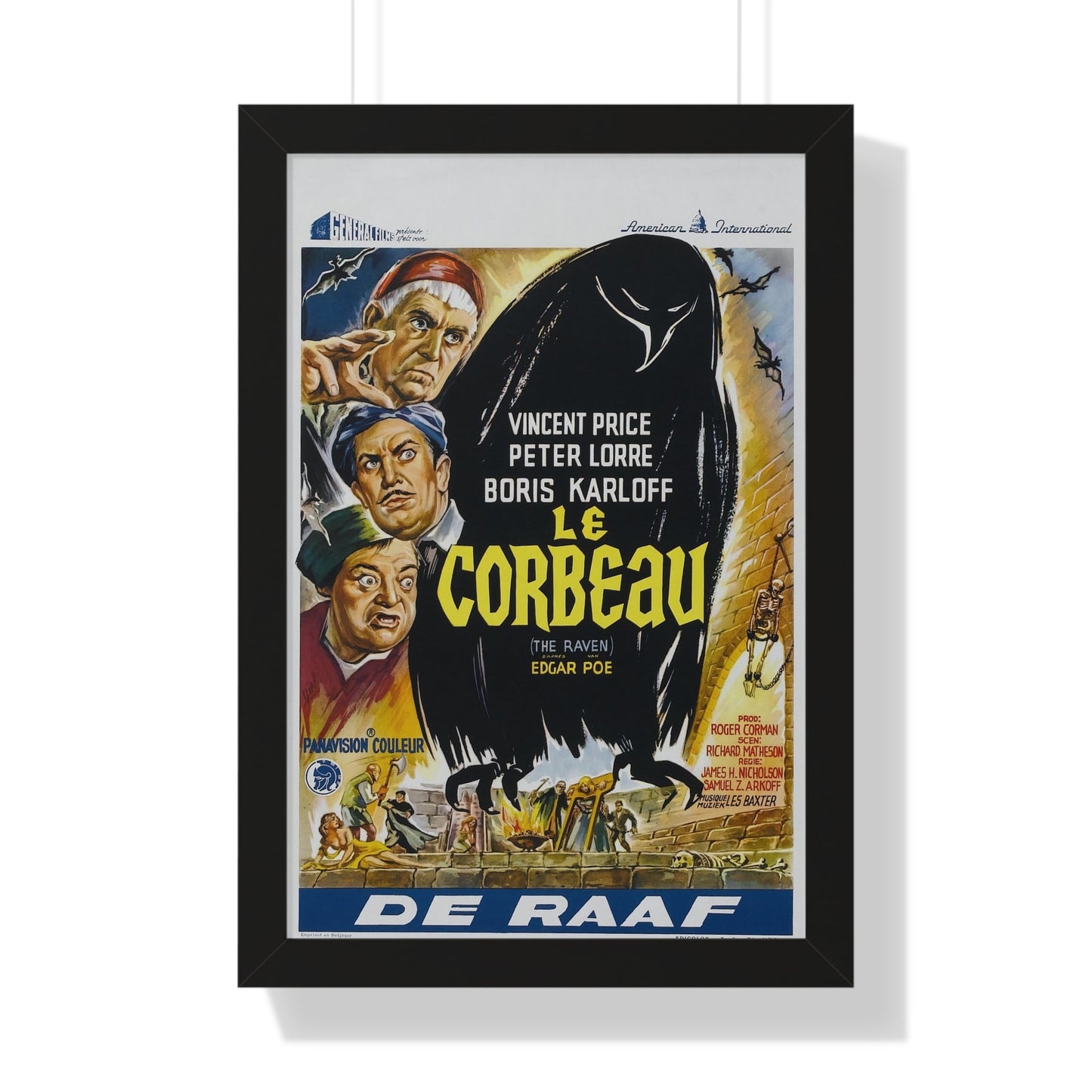 THE RAVEN (BELGIAN) 1963 - Framed Movie Poster-16″ x 24″-The Sticker Space