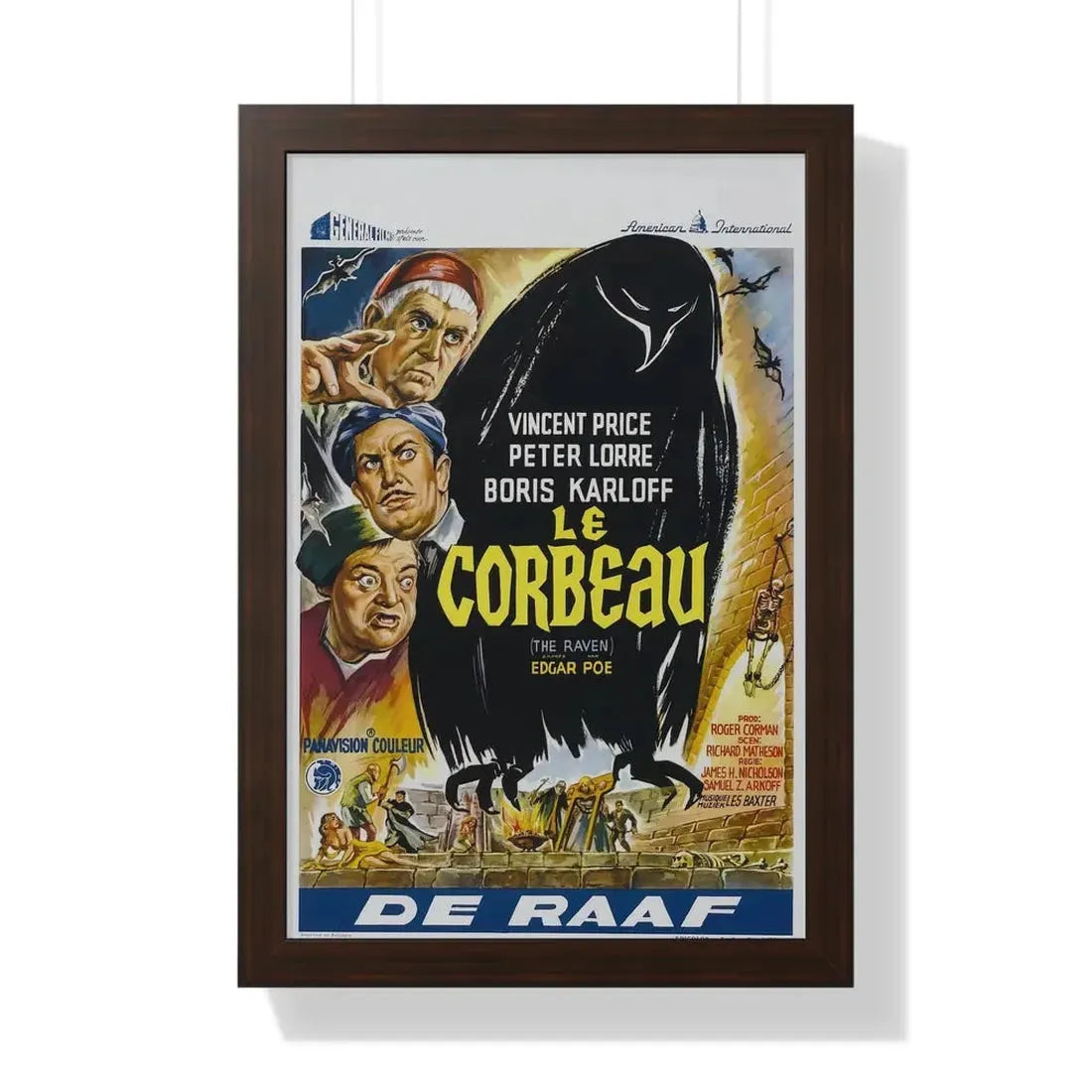THE RAVEN (BELGIAN) 1963 - Framed Movie Poster 16″ x 24″ Walnut - The Sticker Space