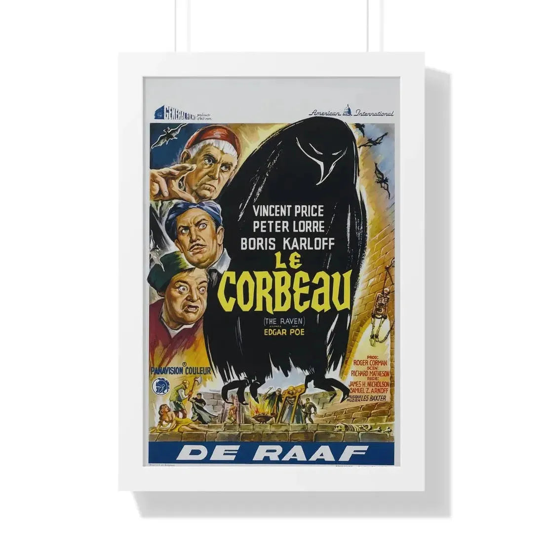 THE RAVEN (BELGIAN) 1963 - Framed Movie Poster 16″ x 24″ White - The Sticker Space
