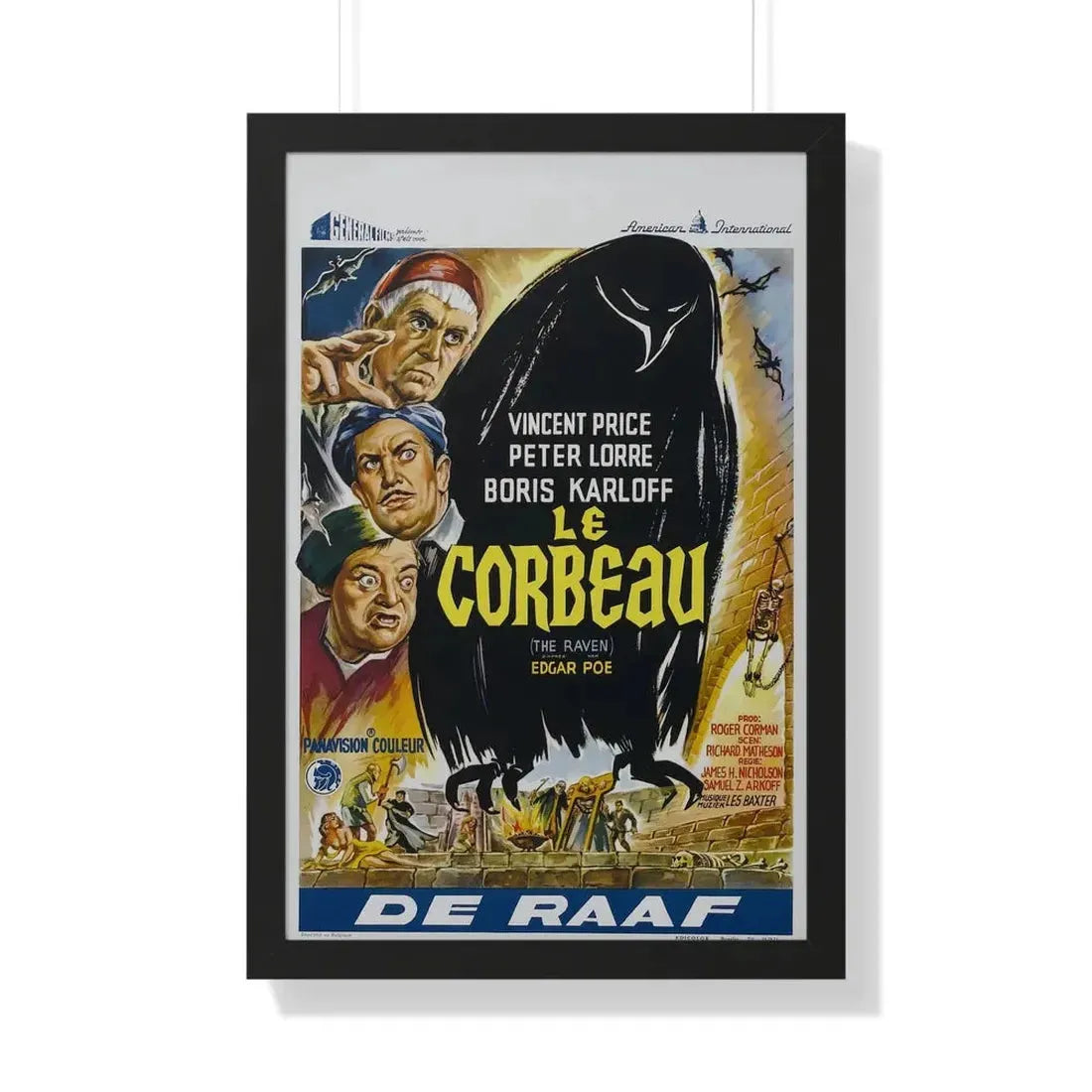 THE RAVEN (BELGIAN) 1963 - Framed Movie Poster 20" x 30" Black - The Sticker Space