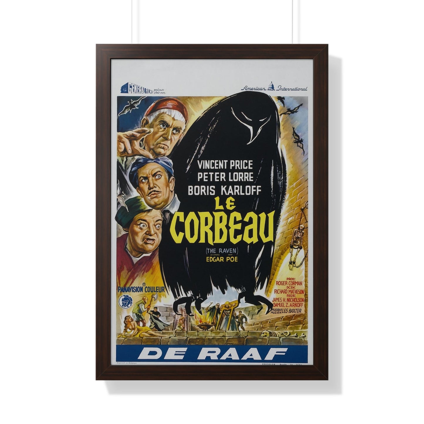 THE RAVEN (BELGIAN) 1963 - Framed Movie Poster-20" x 30"-The Sticker Space