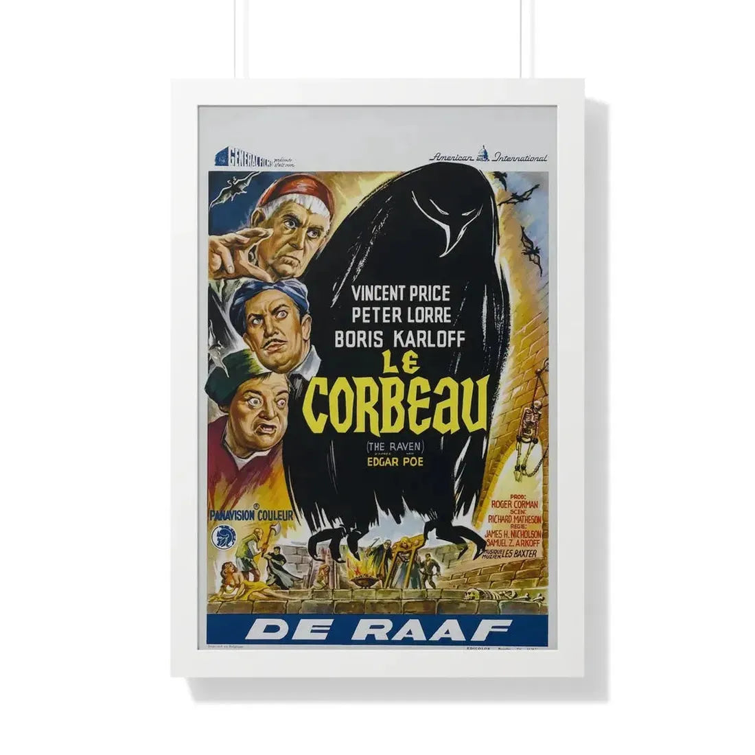 THE RAVEN (BELGIAN) 1963 - Framed Movie Poster 20" x 30" White - The Sticker Space
